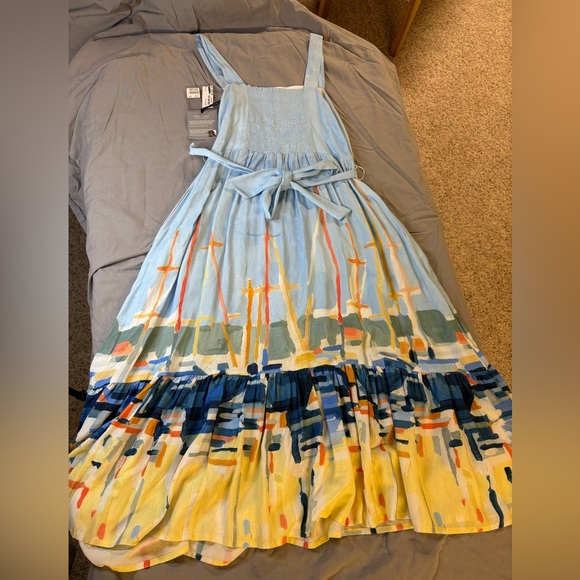 Simply Art by Dolcezza Light Blue Sailboat Print Sleeveless Casual Maxi Dress - Picture 2 of 11